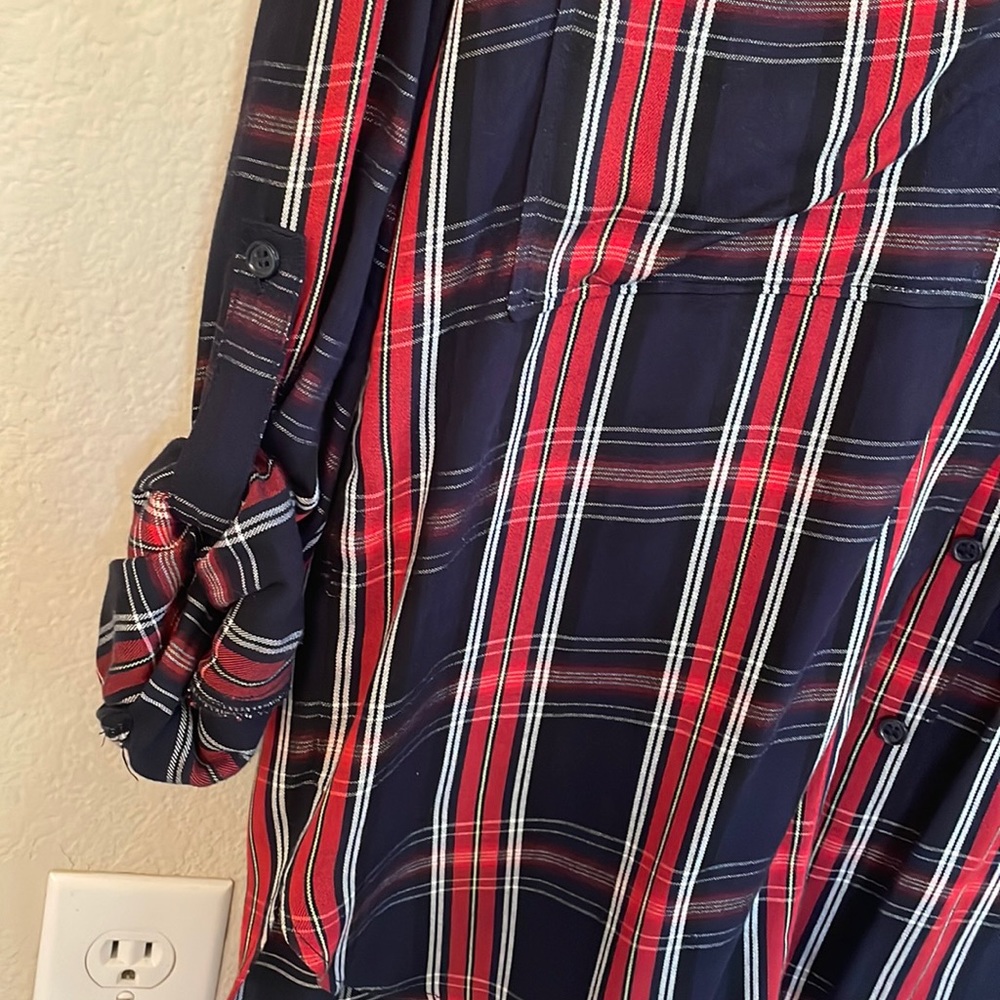 ZARA blouse shirt size s nice silky material plaid - Picture 8 of 14